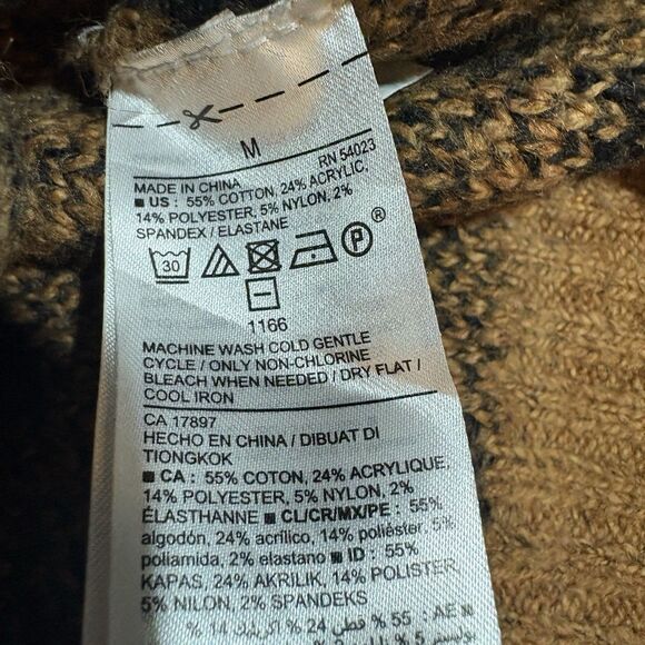 Old Navy Womens M Sweater Brown Black Leopard Animal Print Knit Boho Fall Cozy - Picture 4 of 7